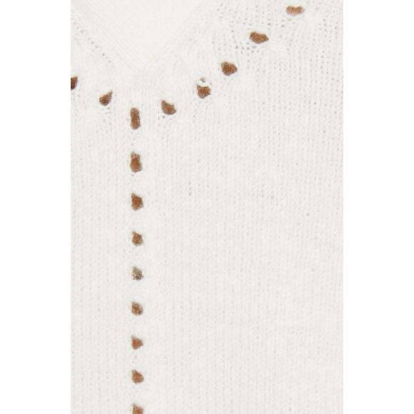 French Connection Leona Pointelle White Crochet Knit Crop Sweater Top Size XS - Picture 12 of 12